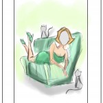 Skizze Frau auf Couch